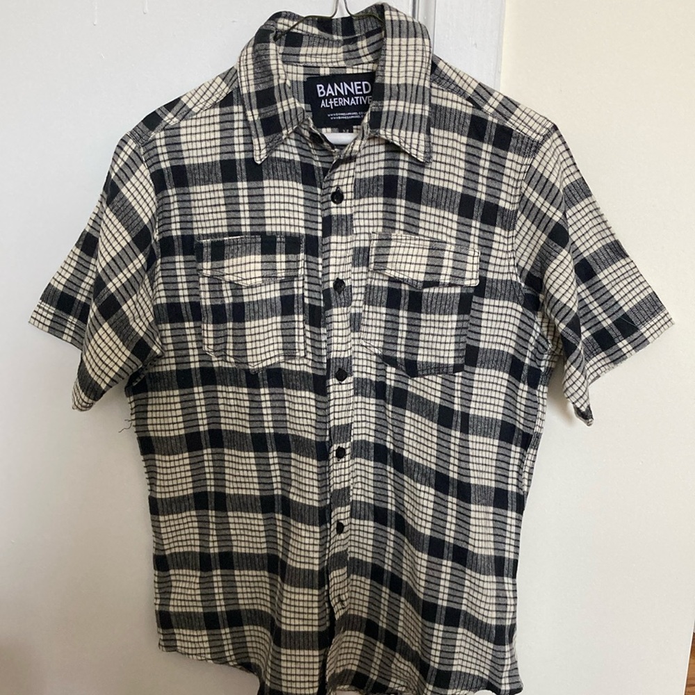 Alternative Black and White Casual Button Down Shirt